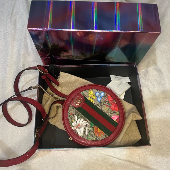 GUCCI Ophidia GG Floral Mini Supreme Backpack Bag Red - Picture 1 of 11